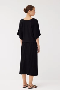 Kate Black Pleated Midi Skirt