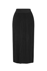 Kate Black Pleated Midi Skirt