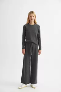 Ash Grey Cashmere Wide Leg Pants