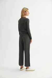 Ash Grey Cashmere Wide Leg Pants