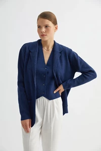 Ink Blue Speckled Wool Blazer