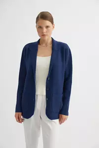 Ink Blue Speckled Wool Blazer