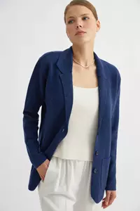 Ink Blue Speckled Wool Blazer