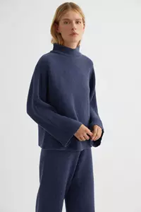 Indigo Blue Cashmere Cowl Neck Sweater