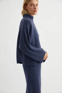 Indigo Blue Cashmere Cowl Neck Sweater