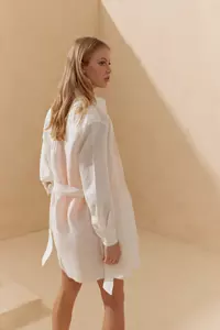 White Short Linen Kaftan