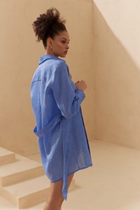 Sky Blue Short Linen Kaftan