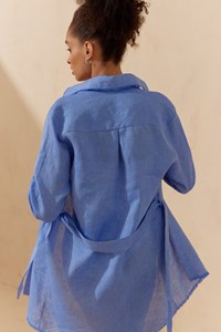 Sky Blue Short Linen Kaftan