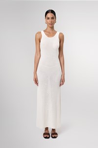 Daisy Off White Ribbed Maxi Dress