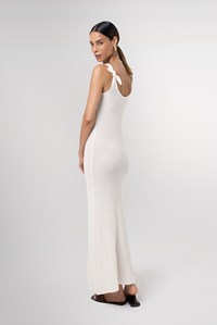 Daisy Off White Ribbed Maxi Dress