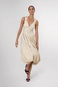 Anok Drop Waist Bubble Hem Midi Dress