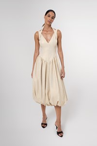 Anok Drop Waist Bubble Hem Midi Dress