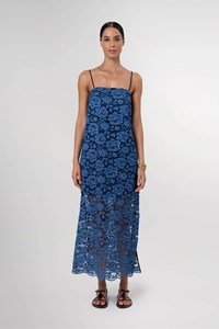 Bella Washed Indigo Lace Maxi Dress