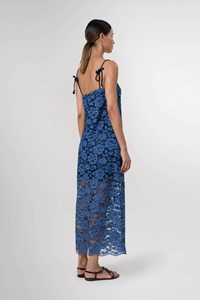 Bella Washed Indigo Lace Maxi Dress