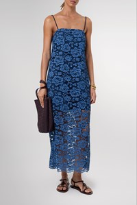 Bella Washed Indigo Lace Maxi Dress