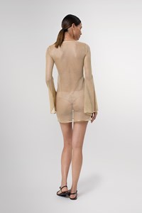 Giselle Gold Sheer Mini Knit Dress