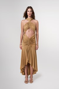 Artemis Ruched Cut Out Jersey Maxi Dress