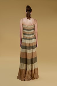 Phoebe Multi Striped Tie Front Maxi Length Top