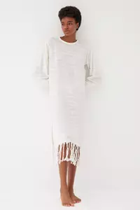 White Fringe Maxi Dress