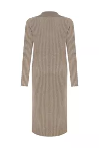 Naomi Coffee V Neck Cashmere-Blend Midi Dress