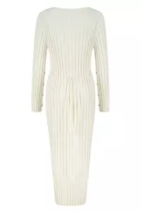 Sienna Ecru Ribbed Long Sleeve Maxi Dress