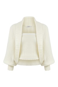 Charlotte Ecru Wool-Blend Cropped Cardigan