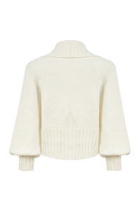 Charlotte Ecru Wool-Blend Cropped Cardigan