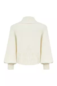 Charlotte Ecru Wool-Blend Cropped Cardigan