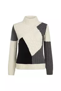 Victoria Monochrome Patchwork Cashmere-Blend Sweater