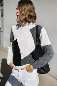 Victoria Monochrome Patchwork Cashmere-Blend Sweater