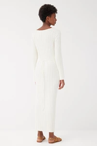 Sienna Ecru Ribbed Long Sleeve Maxi Dress