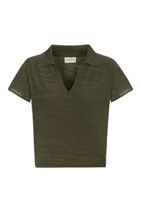 Khaki Textured Polo T-Shirt