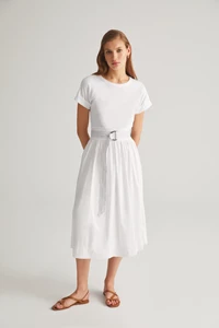 White Cotton Midi Dress