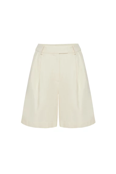 Tara Ecru Wool Relaxed Shorts