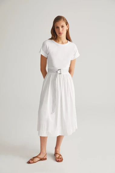 White Cotton Midi Dress