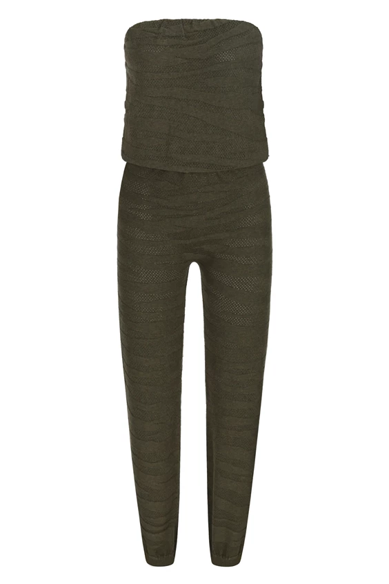 Khaki Textured Jumpsuit