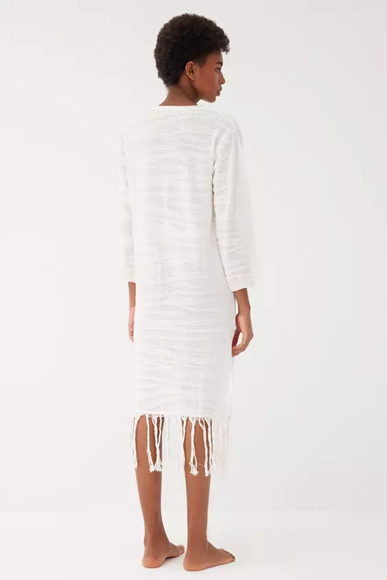 White Fringe Maxi Dress