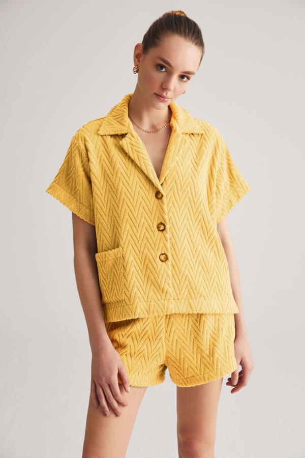 Sunshine Yellow Zig Zag Terry Shirt