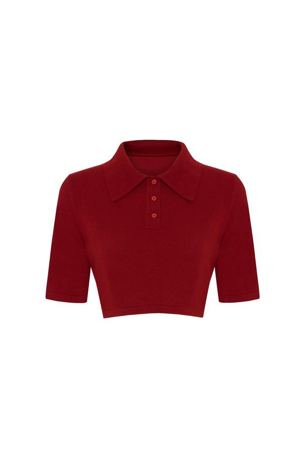 Bliss Red Cashmere-Blend Crop Top