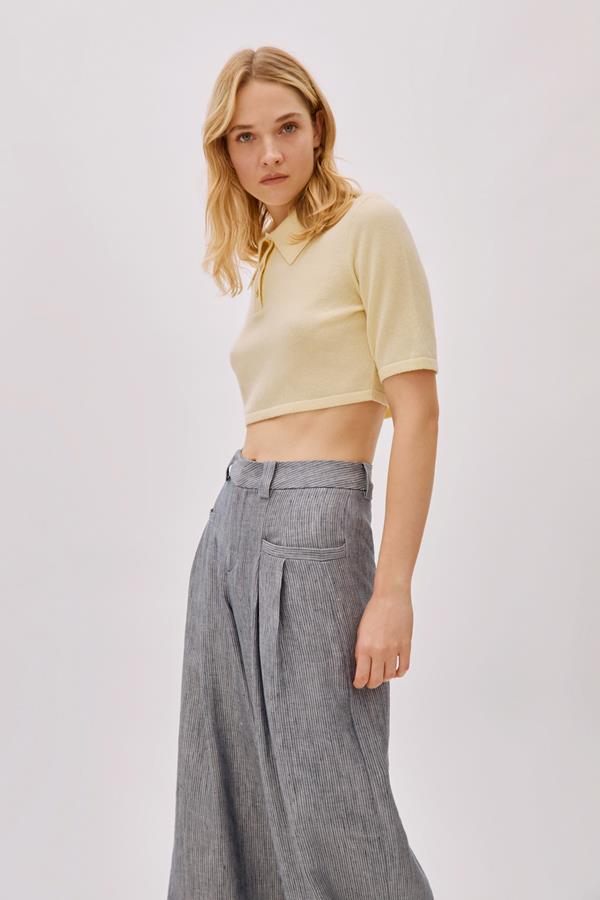 Bliss Yellow Cashmere-Blend Crop Top