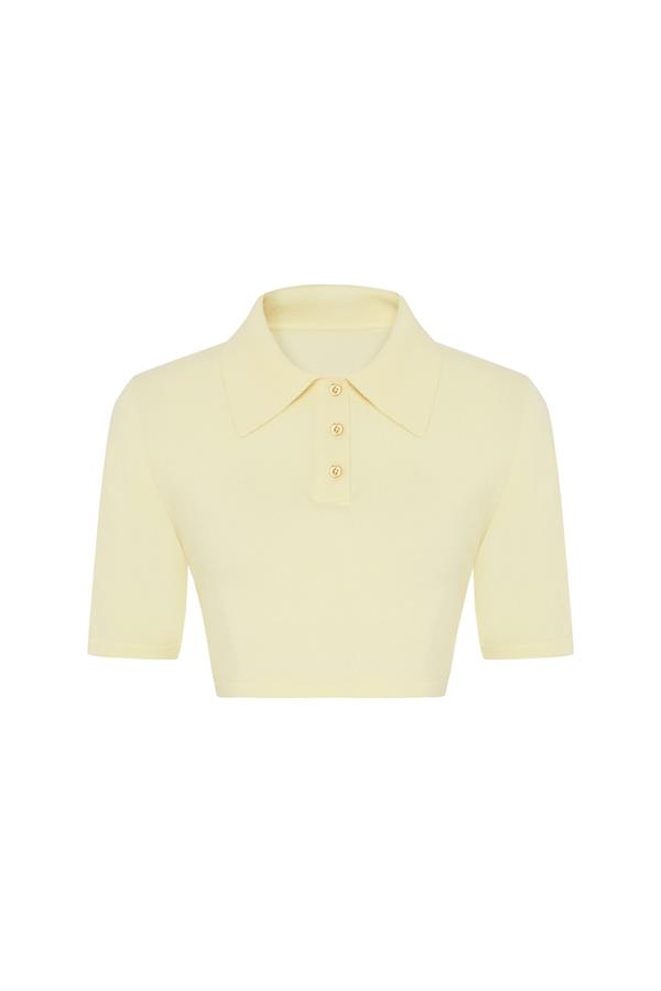 Bliss Yellow Cashmere-Blend Crop Top