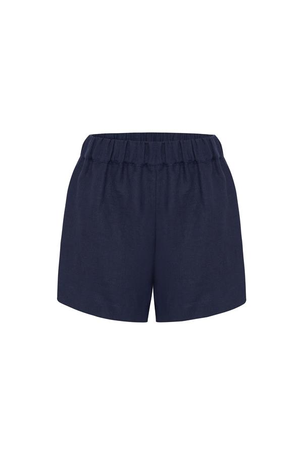 Navy Linen Shorts