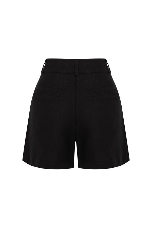Cassie Black Linen Rolled Shorts