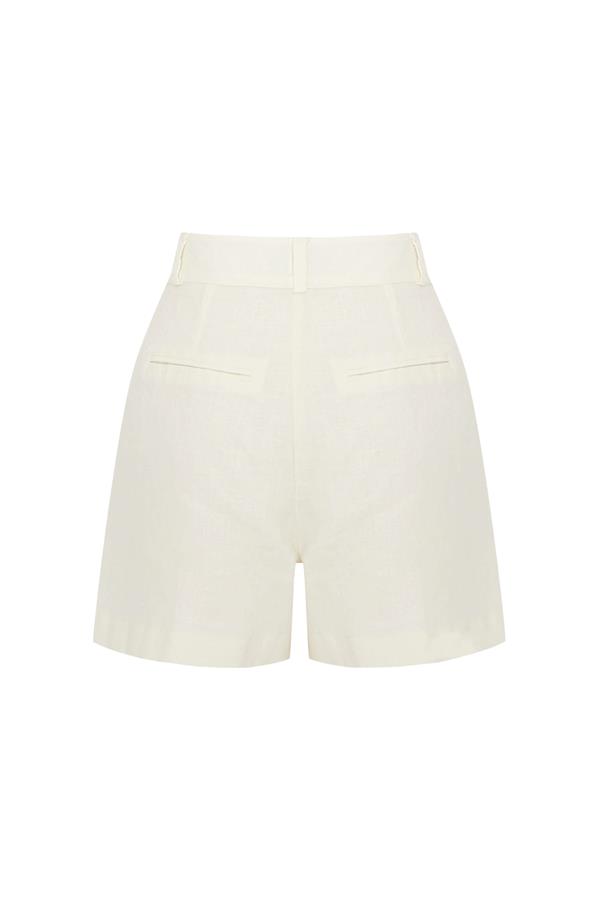 Cassie Off-White Linen Rolled Shorts