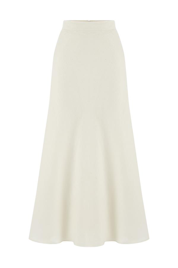 Clara Off-White Linen Maxi Skirt 