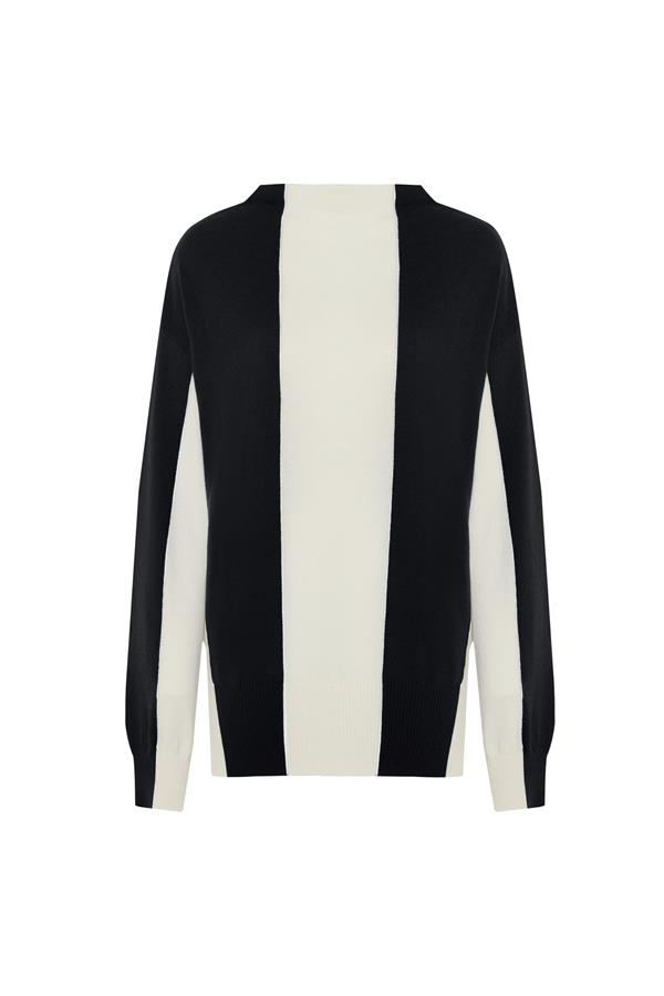 Coco Black and White Cashmere-Blend Sweater