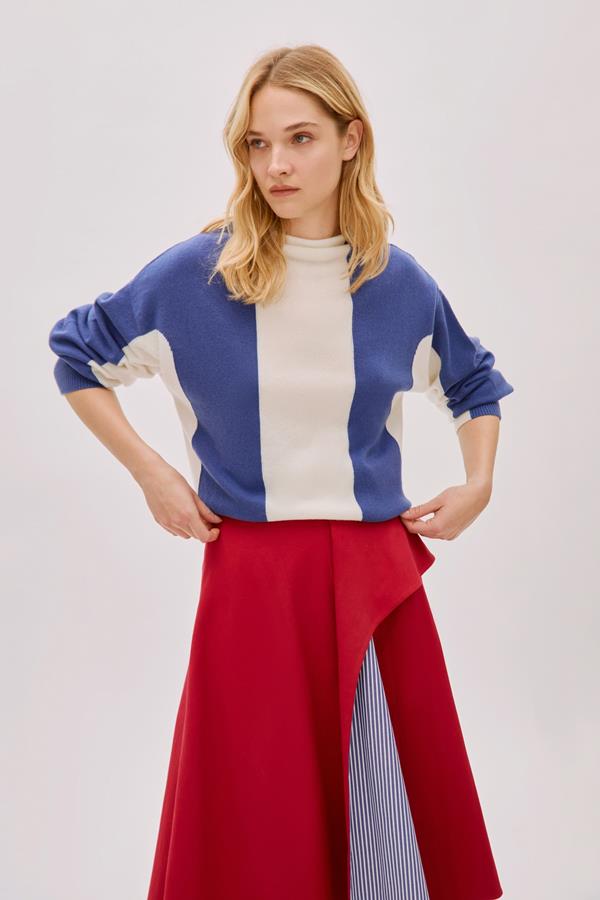 Coco Blue and White Cashmere-Blend Sweater