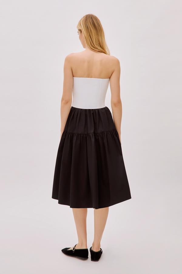 Daria Black and White Cotton Strapless Dress