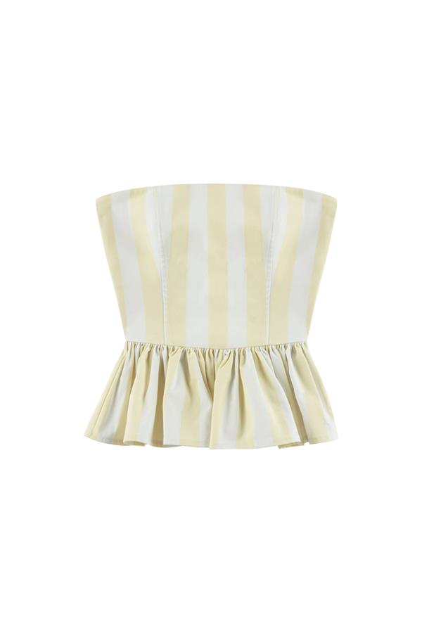 Eclipse Yellow Striped Cotton Bustier Top