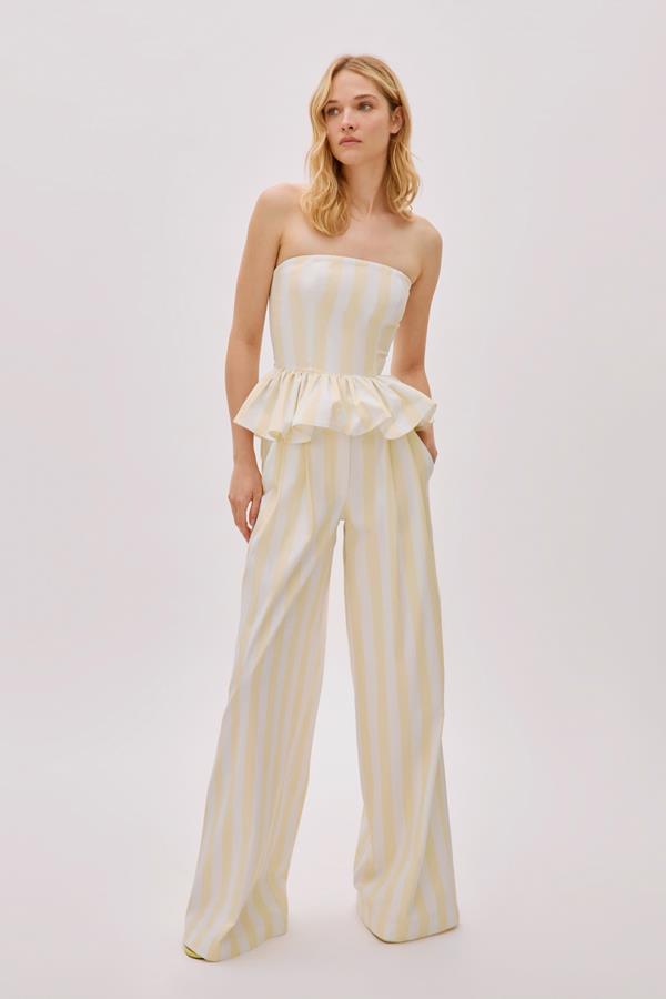 Eclipse Yellow Cotton Striped Pants